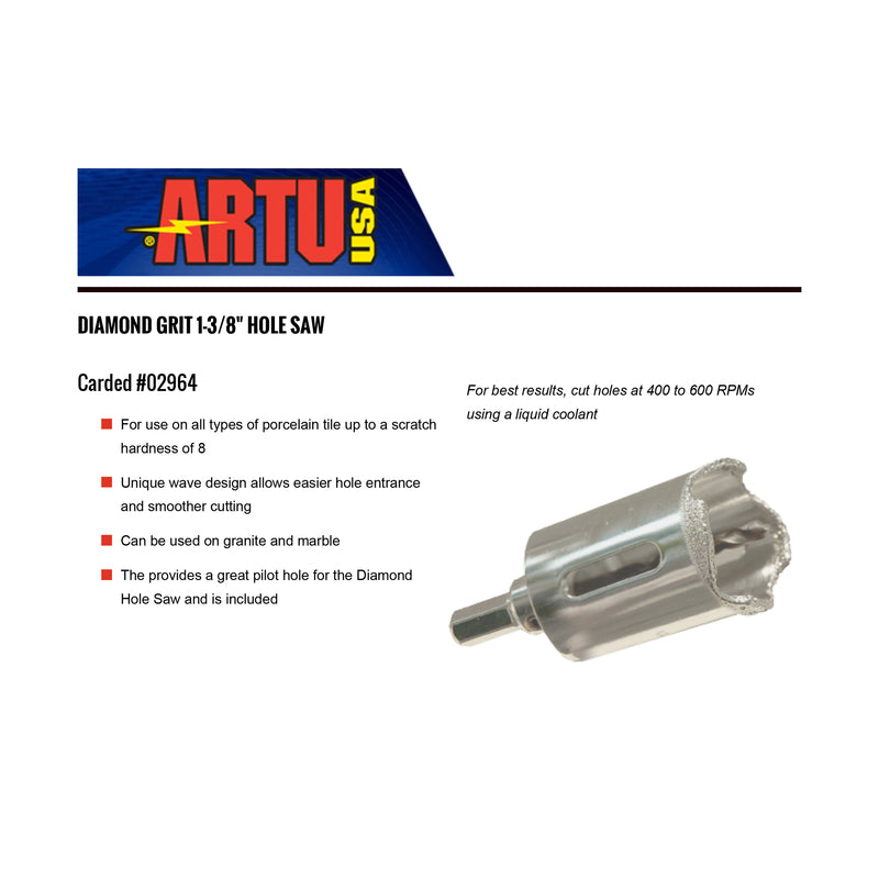 ARTU USA INC, ARTU 1-3/8 in. Scie à trou à grain de carbure 1 pc