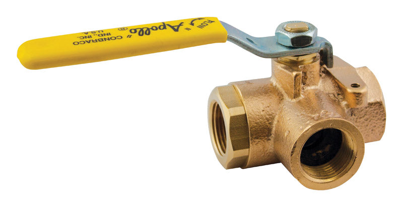 THE MOSACK GROUP INC, Apollo 70-600 Series 1-1/4 in. Brass FNPT 3-Way Ball Valve Standard Port