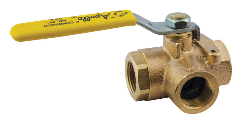 LE GROUPE MOSACK INC, Apollo 70-600 Series 1 in. Laiton FNPT 3-Way Ball Valve Standard Port