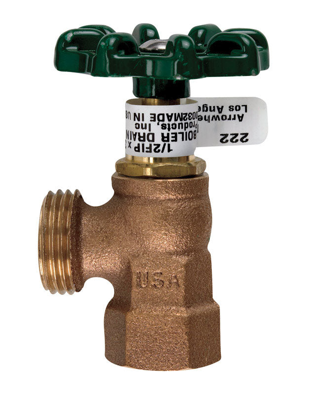 ARROWHEAD BRASS & PLUMBING LLC, Arrowhead 1/2 in. FIP MHT Brass Boiler Drain