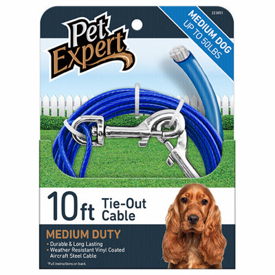 Pet Expert, Attache pour chien, câble léger en acier pour avions, bleu 10-Ft.