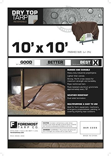 FOREMOST TARP CO, Bâche réversible Foremost Dry Top 10 pi. W X 12 ft. L Heavy Duty Polyethylene Reversible Tarp Brown/Silver