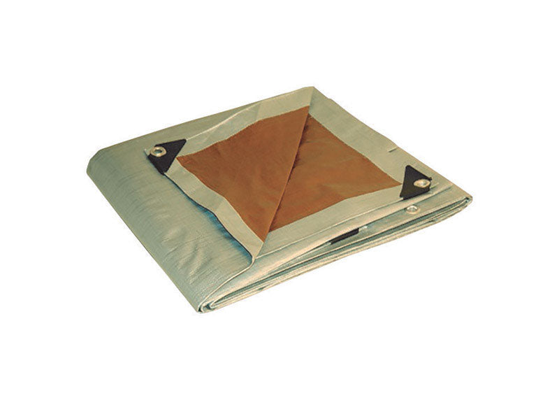 FOREMOST TARP CO, Bâche réversible Foremost Dry Top 10 pi. W X 12 ft. L Heavy Duty Polyethylene Reversible Tarp Brown/Silver