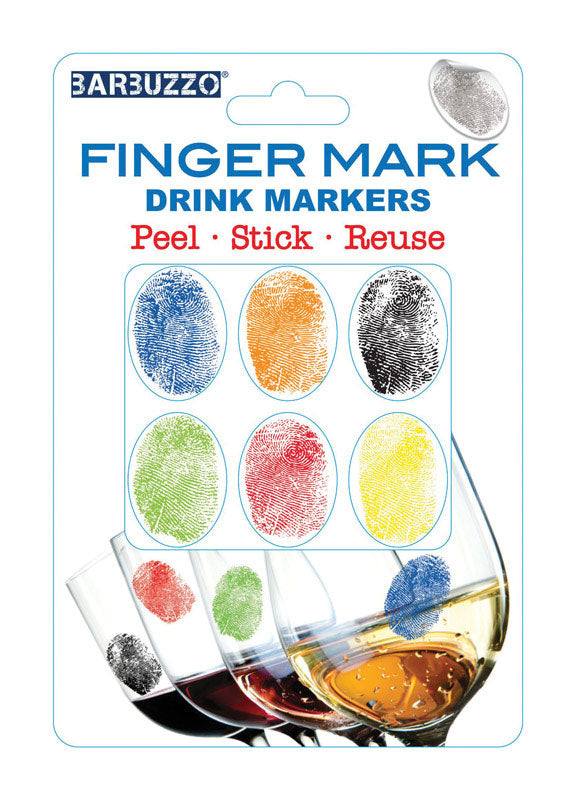 UT BRANDS LLC, Barbuzzo Finger Marks Drink Markers Vinyl 6 pk