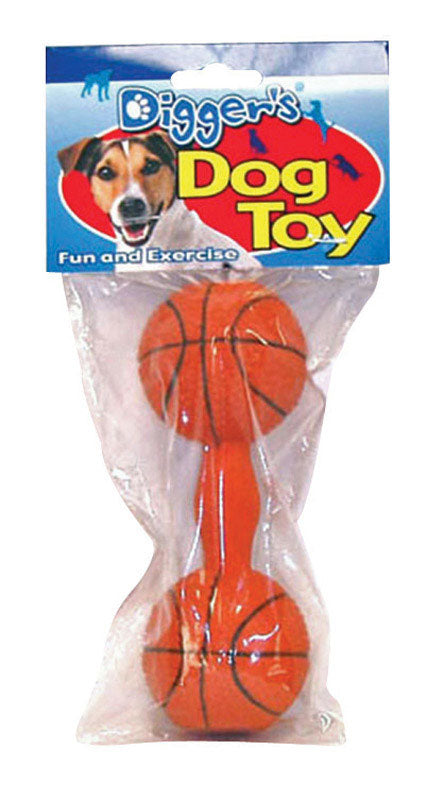 BOSS PET PRODUCTS INC, Boss Pet Digger's Orange Latex Basketball Dumb Bell Squeaky Dog Toy Large 1 pk