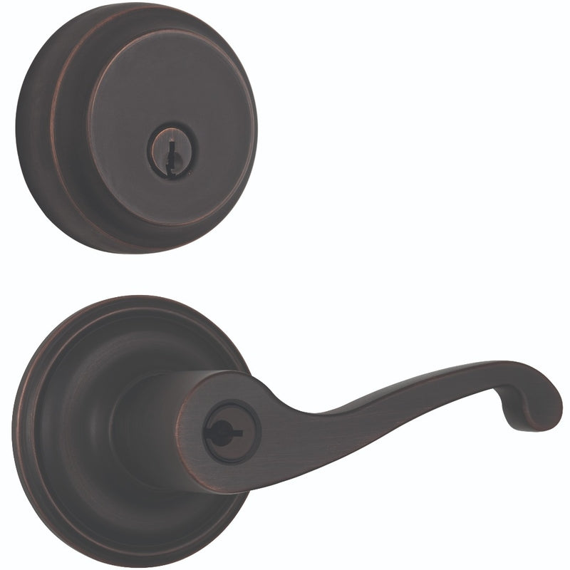 HAMPTON PRODUCTS INTERNATIONAL, Brinks Push Pull Rotate Glenshaw Oil Rubbed Bronze Ensemble levier d'entrée et pêne dormant 1.75 in.