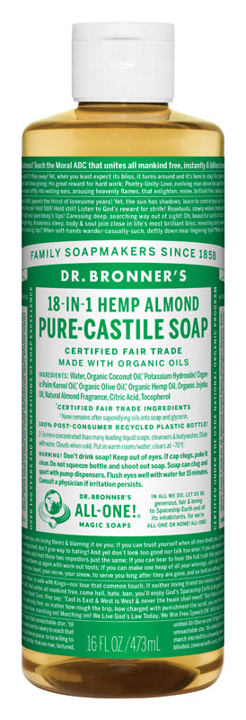 ALL ONE GOD FAITH INC, Bronner Organic Almond Scent Shampoo and Body Wash 16 oz (Pack of 12).