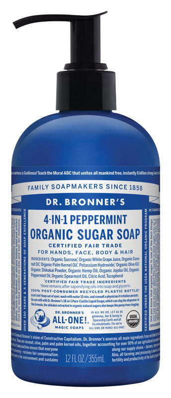 ALL ONE GOD FAITH INC, Bronner Organic Peppermint Sugar Scrub 12 oz (Pack de 12).