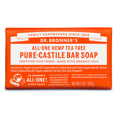 ALL ONE GOD FAITH INC, Bronner Organic Tea Tree Scent Pure-Castile Bar Soap 5 oz (Pack of 12).