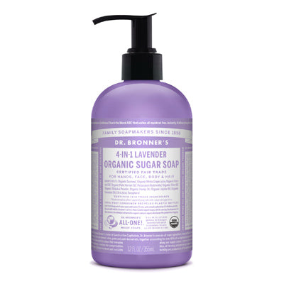 ALL ONE GOD FAITH INC, Bronner's 4-in-1 Organic Lavender Scent Sugar Soap 12 oz (Pack de 12).