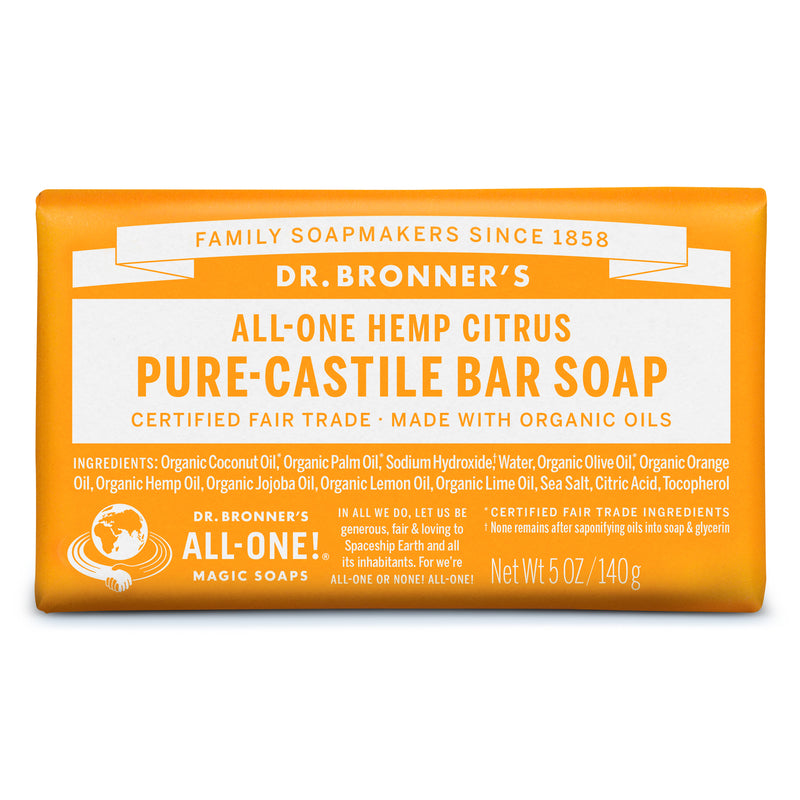 ALL ONE GOD FAITH INC, Bronner's Organic Orange Citrus Scent Pure-Castile Bar Soap 5 oz (Pack of 12).