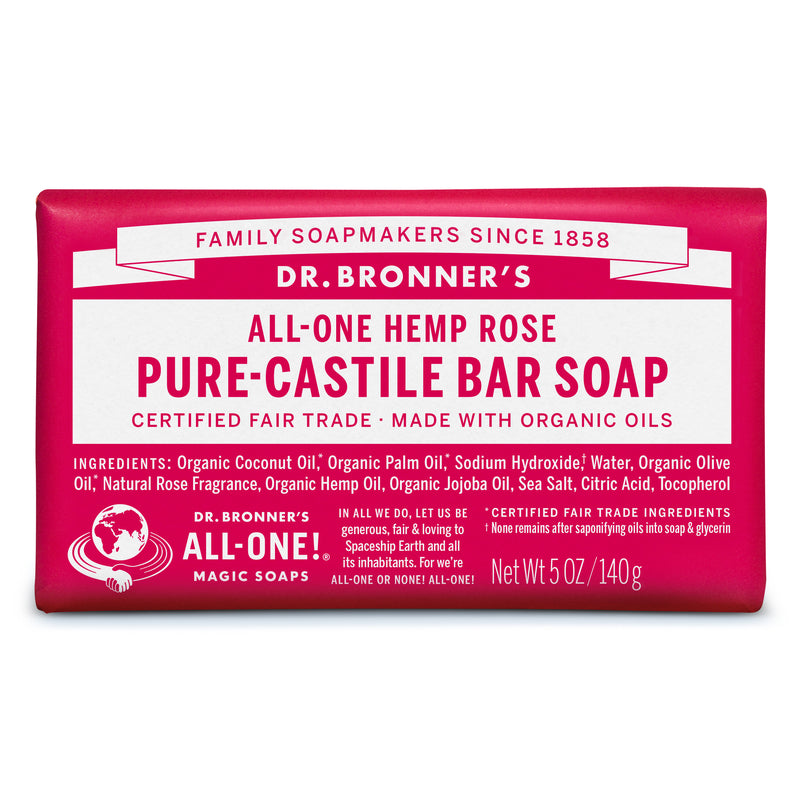 ALL ONE GOD FAITH INC, Bronner's Organic Rose Scent Pure-Castile Bar Soap 5 oz (Pack of 12).