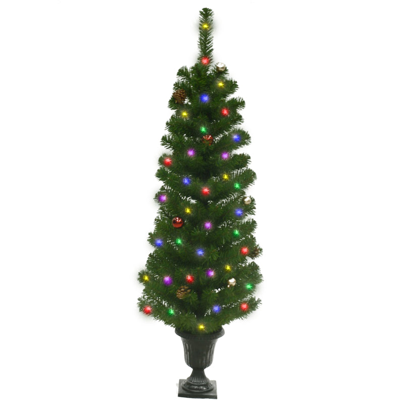 ACE TRADING - LUMIÈRES BRILLANTES POUR LES FÊTES DE FIN D'ANNÉE, Celebrations Home 4 ft. Slim Prelit Incandescent 35 count Potted Douglas Fir Entrance Tree