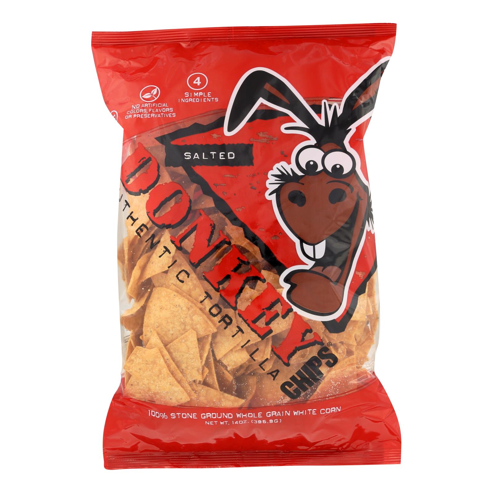 Jetons d'âne, Chips Donkey Chips Tortilla salées - caisse de 12 - 14 oz (paquet de 12)