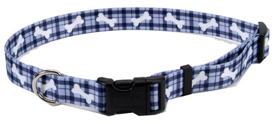 Coastal Pet Products, Inc., Collier pour chien ajustable, Plaid/Bones, Nylon, 1 x 18-26-In.