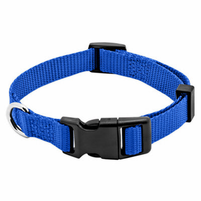 Expert en animaux de compagnie, Collier pour chien, ajustable, nylon bleu, boucle quadlock, 5/8 x 10 à 16-In. (Pack de 3)