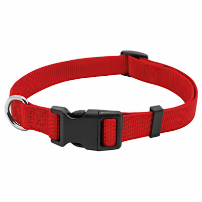 Pet Expert, Collier pour chien ajustable, nylon rouge, boucle Quadlock, 1 x 18 à 26-In.