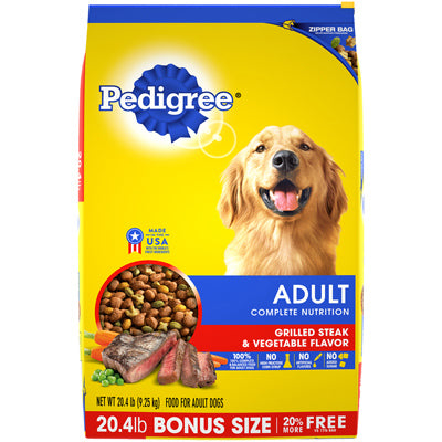 PEDIGREE, Croquettes pour chien, Adultes, Succulent Steak, 20.4-Lb.