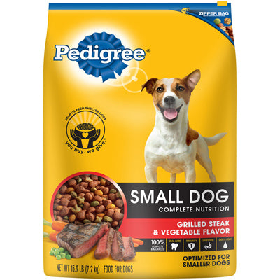 PEDIGREE, Croquettes pour chiens de petite taille, Adult Complete Nutrition Grilled Steak & Vegetable Flavor, 15.9-Lb.