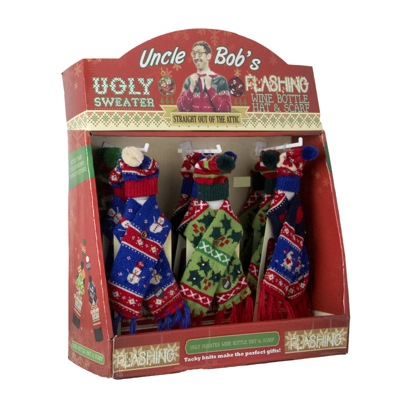 DM MERCHANDISING INC, DM Merchandising Uncle Bob's Christmas Ugly Sweater Chapeau et écharpe en acrylique 1 pk (Pack de 24)