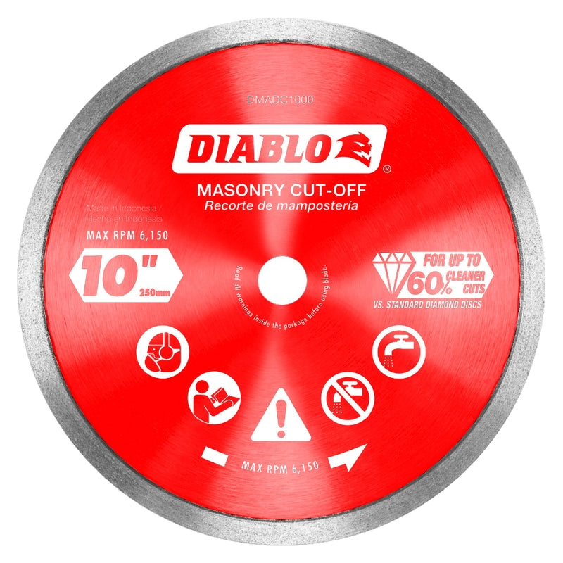 FREUD AMERICA INC, Diablo 10 in. D X 5/8 in. Disque à tronçonner à jante continue diamantée pour maçonnerie