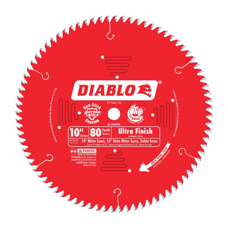 FREUD AMERICA INC, Diablo 10 in. D X 5/8 in. TiCo Hi-Density Carbide Circular Saw Blade 80 teeth 1 pk