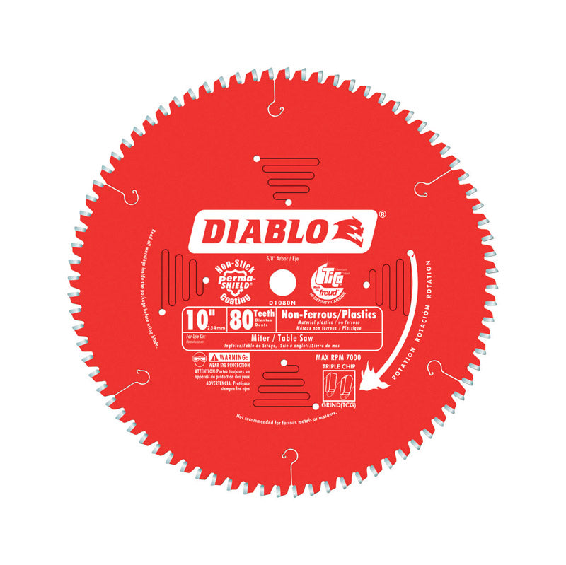 FREUD AMERICA INC, Diablo 10 in. D X 5/8 in. TiCo Hi-Density Carbide Circular Saw Blade 80 teeth 1 pk