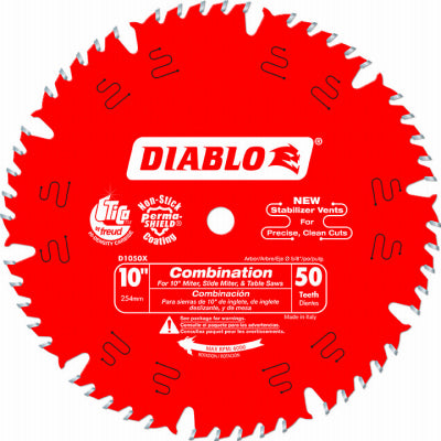 FREUD AMERICA INC, Diablo 10 in. D X 5/8 in. TiCo Hi-Density Carbide Combination Saw Blade 50 teeth 1 pk