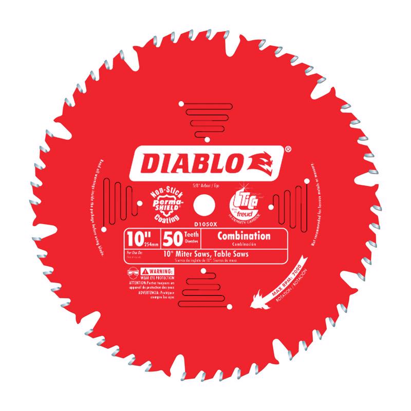 FREUD AMERICA INC, Diablo 10 in. D X 5/8 in. TiCo Hi-Density Carbide Combination Saw Blade 50 teeth 1 pk