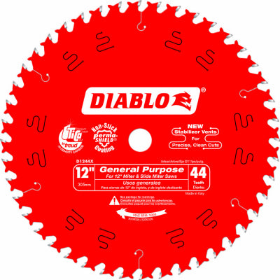 FREUD AMERICA INC, Diablo 12 in. D X 1 in. TiCo Hi-Density Carbide Circular Saw Blade 44 teeth 1 pk