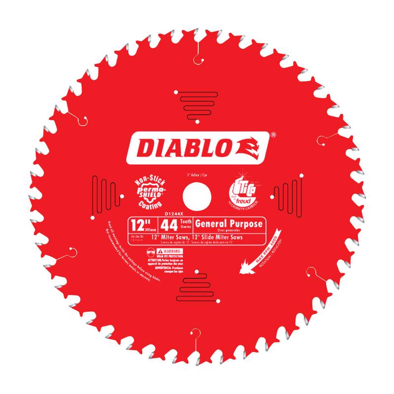 FREUD AMERICA INC, Diablo 12 in. D X 1 in. TiCo Hi-Density Carbide Circular Saw Blade 44 teeth 1 pk