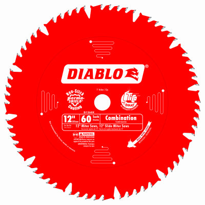 FREUD AMERICA INC, Diablo 12 in. D X 1 in. TiCo Hi-Density Carbide Circular Saw Blade 60 teeth 1 pk