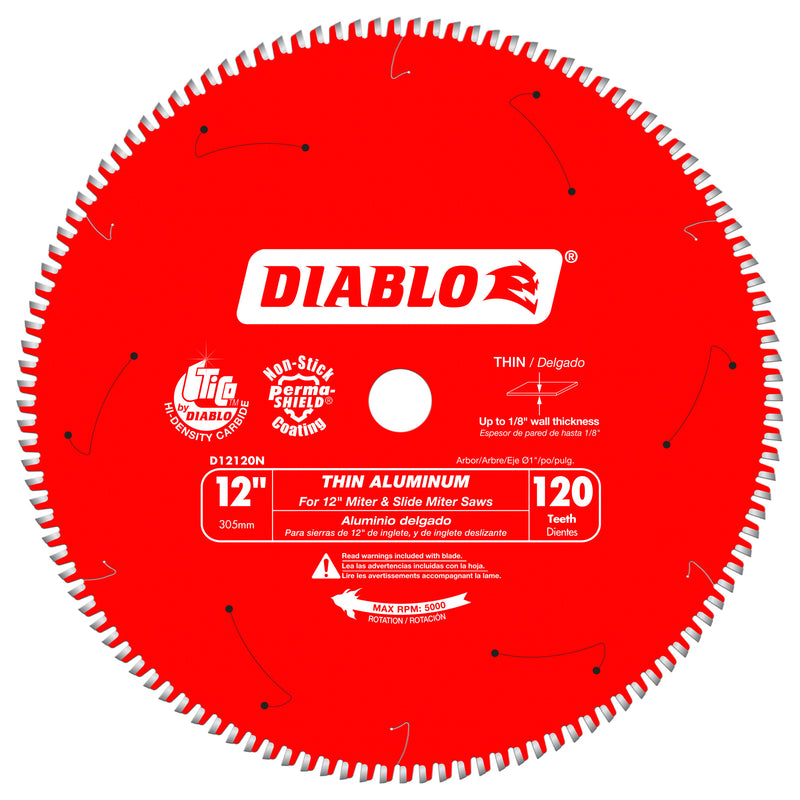 FREUD AMERICA INC, Diablo 12 in. Dia. x 1 in. Lame de scie circulaire au carbure 120 dents 1 pk