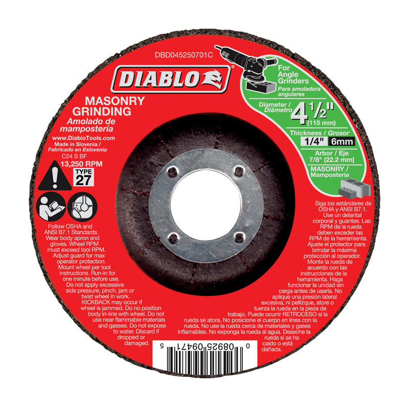 FREUD AMERICA INC, Diablo 4-1/2 in. D X 7/8 in. Disque à tronçonner circulaire en carbure de silicium pour maçonnerie 1 pc