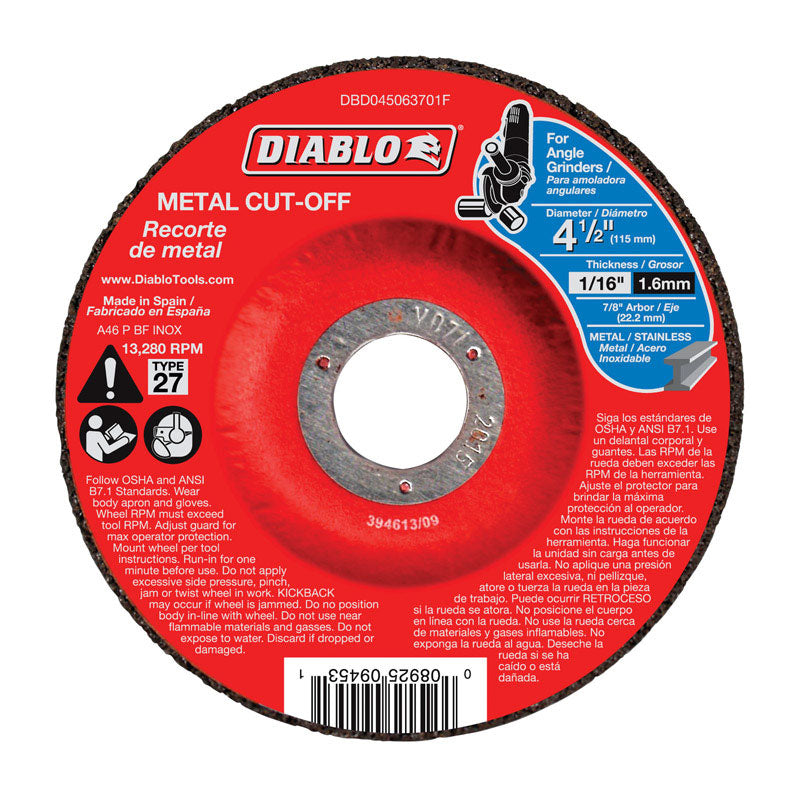 FREUD AMERICA INC, Diablo 4-1/2 in. D X 7/8 in. Disque à tronçonner en oxyde d'aluminium 1 pk