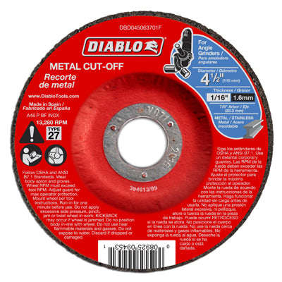 FREUD AMERICA INC, Diablo 4-1/2 in. D X 7/8 in. Disque à tronçonner en oxyde d'aluminium 1 pk