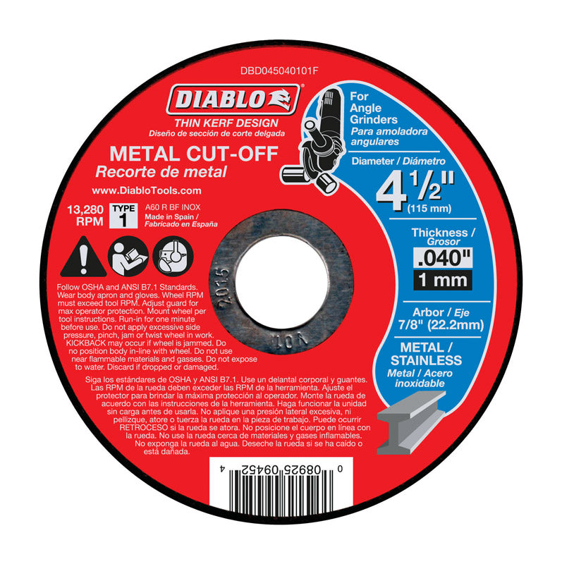 FREUD AMERICA INC, Diablo 4-1/2 in. D X 7/8 in. Disque à tronçonner en oxyde d'aluminium 1 pk