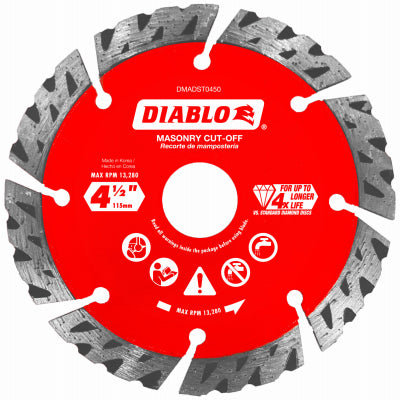 FREUD AMERICA INC, Diablo 4-1/2 in. D X 7/8 in. Disque à tronçonner turbo diamanté pour la maçonnerie