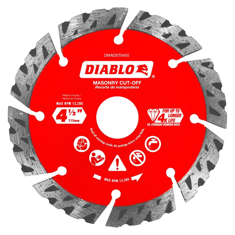 FREUD AMERICA INC, Diablo 4-1/2 in. D X 7/8 in. Disque à tronçonner turbo diamanté pour la maçonnerie