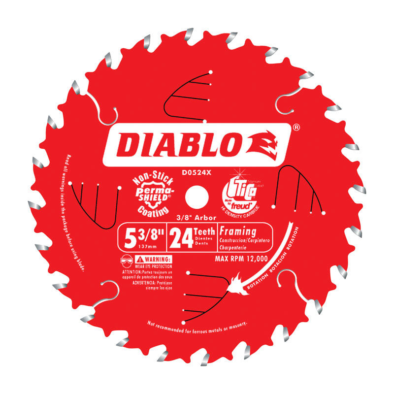 Diablo, Diablo 5-3/8 in. Dia. x 10 mm Carbide Tip Steel Framing Blade 24 teeth 1 pc.