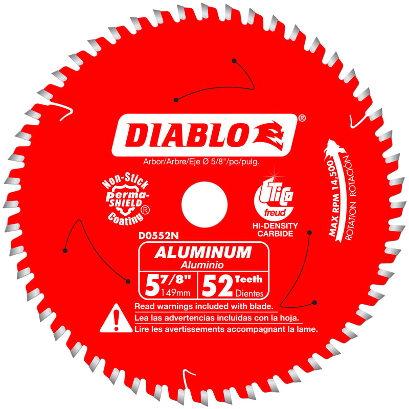 FREUD AMERICA INC, Diablo 5-7/8 in. Dia. x 5/8 in. Lame de scie circulaire au carbure 52 dents 1 pk