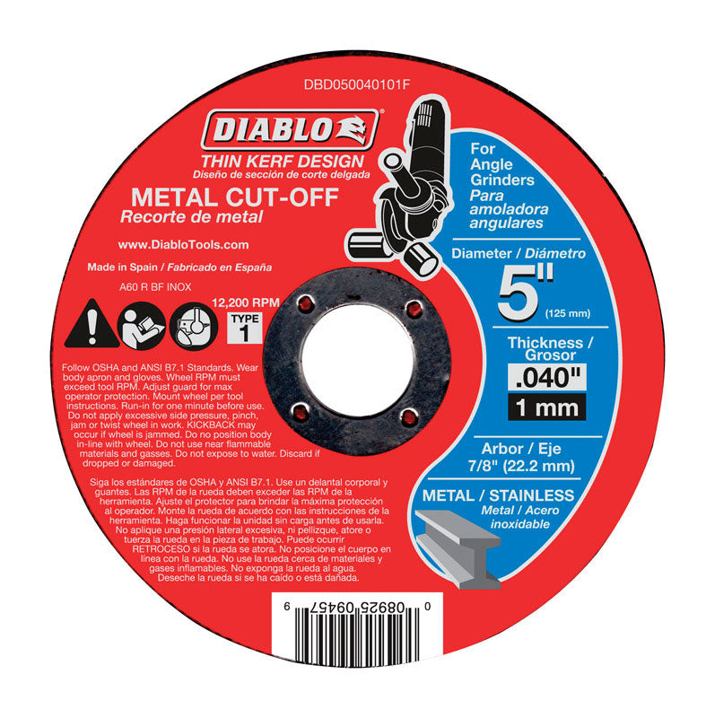 Diablo, Diablo 5 in. D X 7/8 in. Disque à tronçonner en oxyde d'aluminium 1 pk