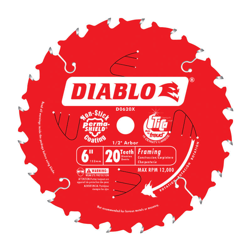 Diablo, Diablo 6 in. Dia. x 1/2 in.  Carbide Tip Metal Framing Blade 20 teeth 1 pc.