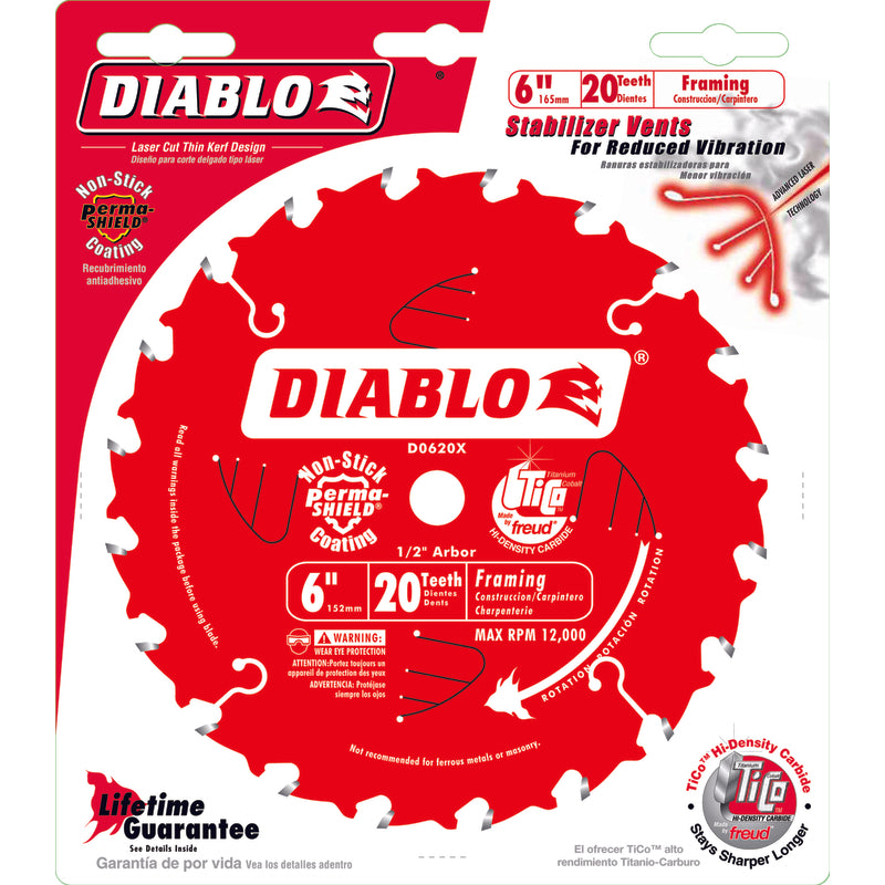 Diablo, Diablo 6 in. Dia. x 1/2 in.  Carbide Tip Metal Framing Blade 20 teeth 1 pc.