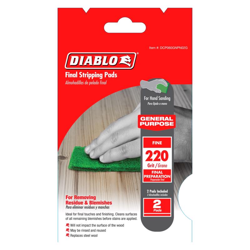 FREUD AMERICA INC, Diablo 6 in. L X 4 in. W 220 Grit Silicone Carbide Final Stripping Pads 2 pk