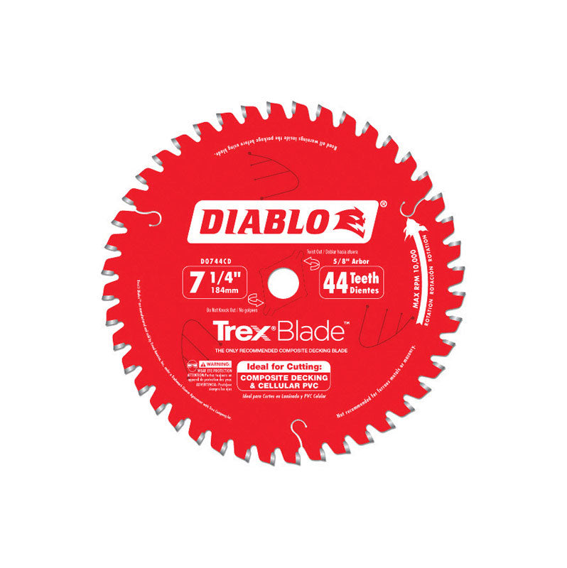 Diablo, Diablo 7-1/4 in. Dia. x 5/8 in.  Carbide Tip Circular Saw Blade 44 teeth 1 pc.