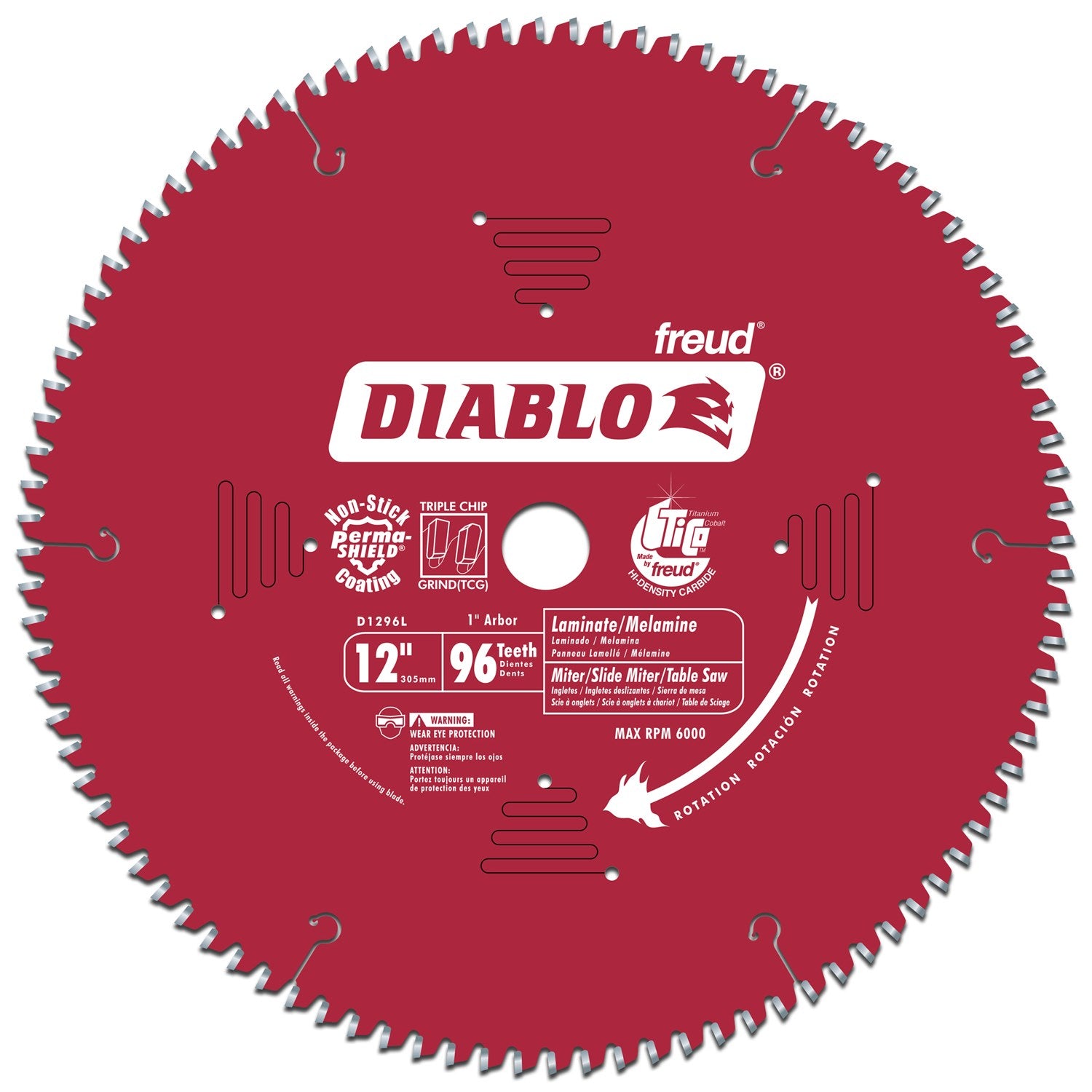 Diablo, Diablo D1296L 12 96 Tpi Laminate & Melamine, Slide Miter & Chop Saw Blade