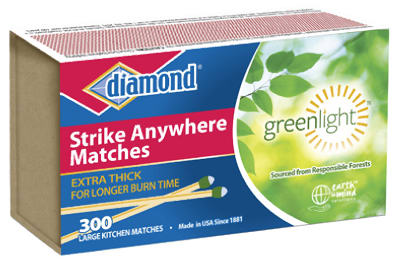 ROYAL OAK ENTERPRISES LLC, Diamond Greenlight 2 in. L Strike Anywhere Matches 300 pc (Bx/300) (Pack de 48)