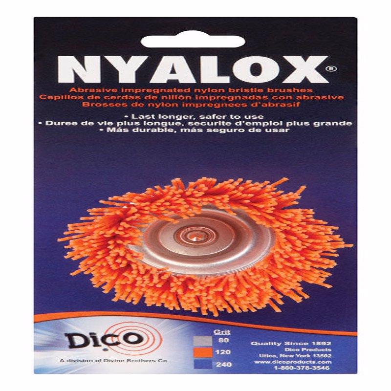 DIVINE BROTHERS COMPANY, Dico 2.5 in. D X 1/4 po. X 1/4 po. D Nylon serti Brosse à godets montée sur mandrin 4500 rpm 1 pc