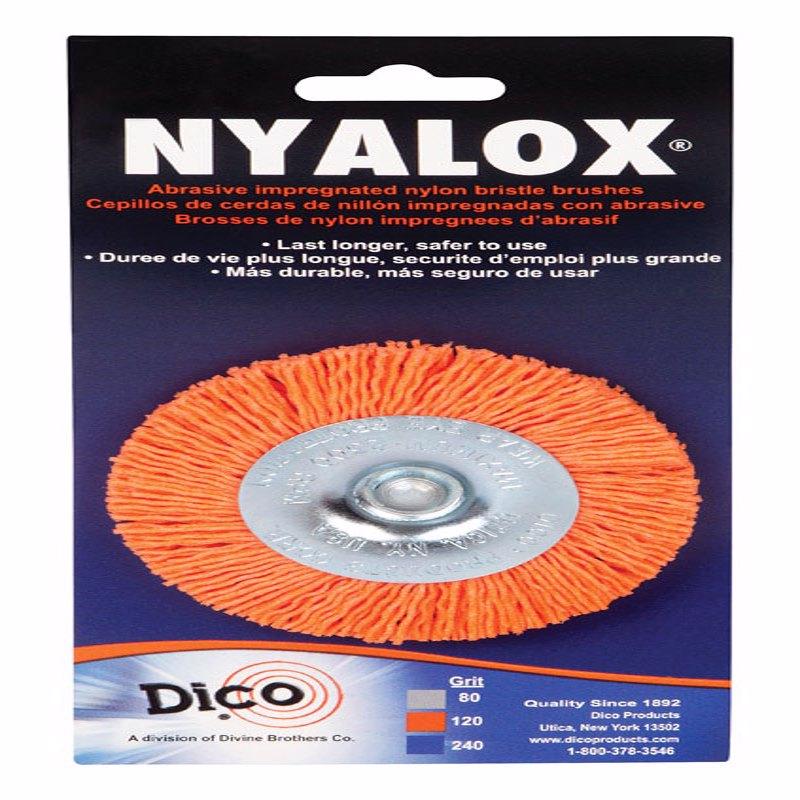 DIVINE BROTHERS COMPANY, Dico 3 in. Medium Crimped Mandrel Mounted Wheel Brush Nylon 2500 rpm 1 pc